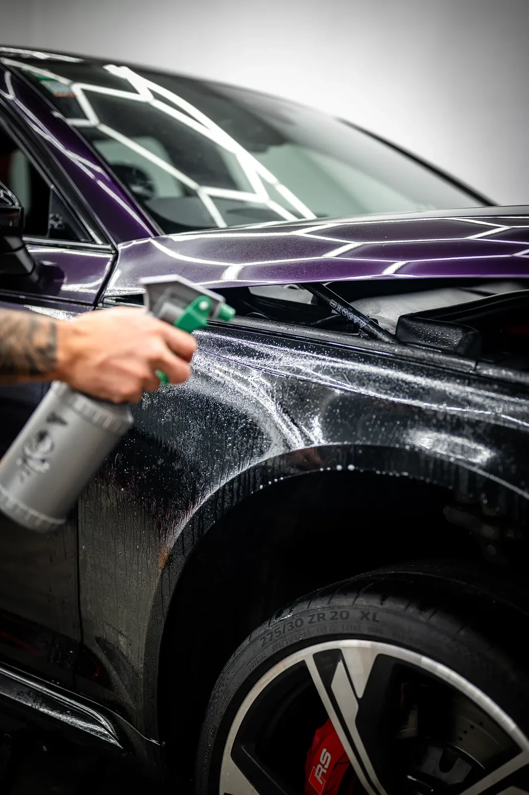 Audi RS finished in a purple colour PPF colour change at Tiger Tint & Wrap Christchurch